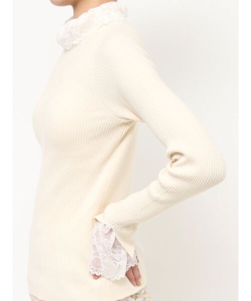 merry jenny（メリージェニー）の「レースリブニット（ニット/セーター・レディース・ブラック/ラベンダー/アイボリー・FREE）」の6枚目の写真