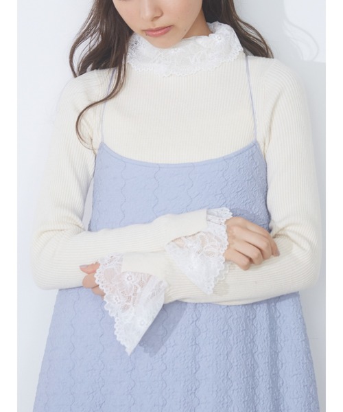 merry jenny（メリージェニー）の「レースリブニット（ニット/セーター・レディース・ブラック/ラベンダー/アイボリー・FREE）」の2枚目の写真