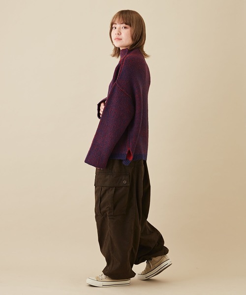 CUBE SUGAR（キューブシュガー）の「綿テンセルツイル顔料染コクーンカーゴパンツ（カーゴパンツ・レディース・カーキ/パープル/スミクロ・M）」の12枚目の写真