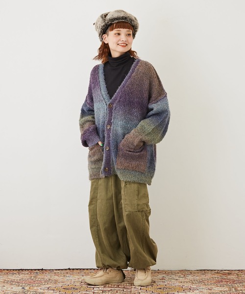 CUBE SUGAR（キューブシュガー）の「綿テンセルツイル顔料染コクーンカーゴパンツ（カーゴパンツ・レディース・カーキ/パープル/スミクロ・M）」の17枚目の写真