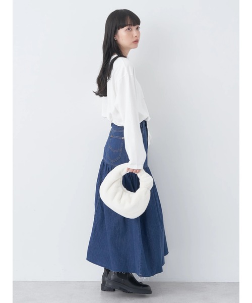 earth music&ecology（アースミュージックアンドエコロジー）の「Lee×e.m.a.e.デニムフリルスカート（スカート・レディース・インディゴブルー/ブルー系その他・S/M）」の12枚目の写真