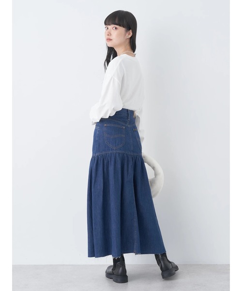 earth music&ecology（アースミュージックアンドエコロジー）の「Lee×e.m.a.e.デニムフリルスカート（スカート・レディース・インディゴブルー/ブルー系その他・S/M）」の13枚目の写真