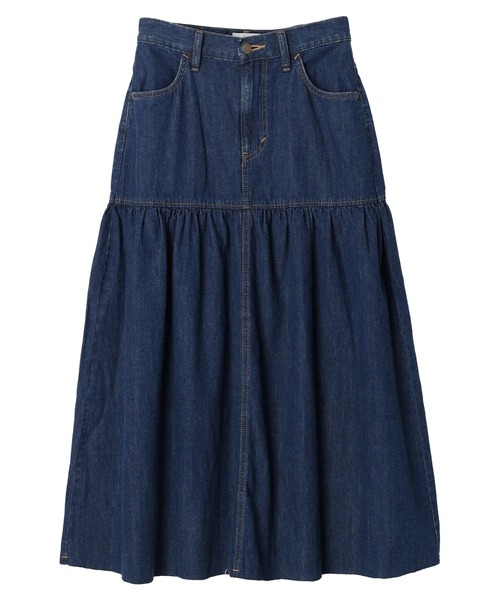 earth music&ecology（アースミュージックアンドエコロジー）の「Lee×e.m.a.e.デニムフリルスカート（スカート・レディース・インディゴブルー/ブルー系その他・S/M）」の21枚目の写真