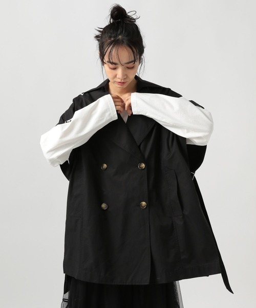 BAYFLOW（ベイフロー）の「オーバートレンチジレ（ベスト・レディース・ベージュ/ブラック・FREE）」の3枚目の写真