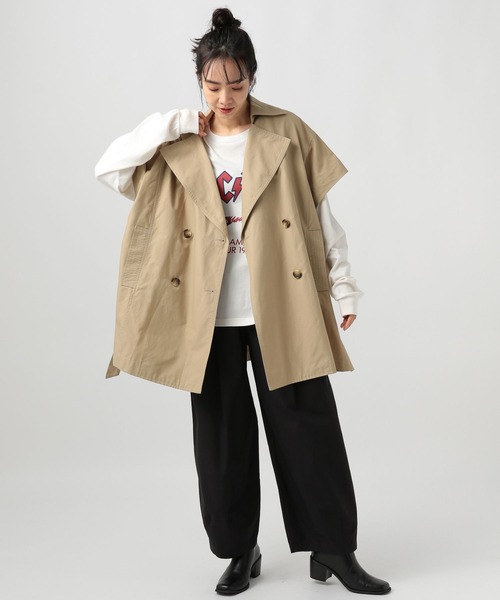 BAYFLOW（ベイフロー）の「オーバートレンチジレ（ベスト・レディース・ベージュ/ブラック・FREE）」の5枚目の写真