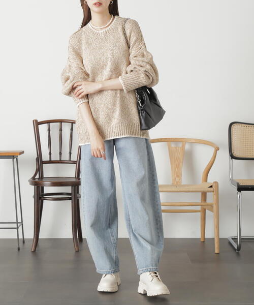 FREE'S MART（フリーズマート）の「◆カラーミックスルーズニット（ニット/セーター・レディース・ベージュ/レッド/ブルー・FREE）」の6枚目の写真