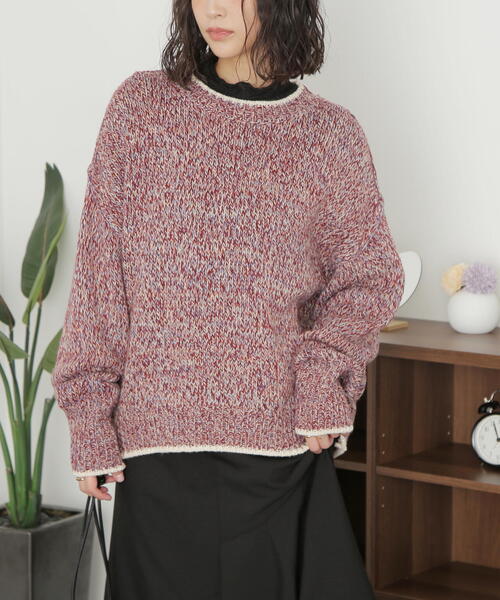 FREE'S MART（フリーズマート）の「◆カラーミックスルーズニット（ニット/セーター・レディース・ベージュ/レッド/ブルー・FREE）」の3枚目の写真