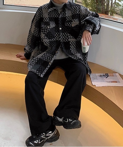 Burner（バーナー）の「【OKUOKU　0909】レトロ チェック ジャケット oku-outer-684978294706-55 U（ステンカラーコート・メンズ・グレー/ネイビー・L/M/XL）」の11枚目の写真