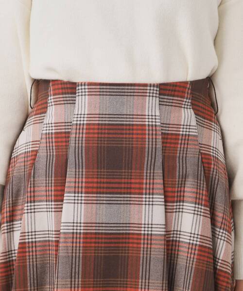 couture brooch（クチュールブローチ）の「◆【リボン付け外し2WAY】起毛チェックタックボリュームスカート（スカート・レディース・ブラウン系その他3/ブラウン系2・36/38/40/42）」の22枚目の写真