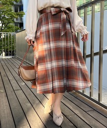 couture brooch | 【リボン付け外し2WAY】起毛チェックタックボリュームスカート(スカート)