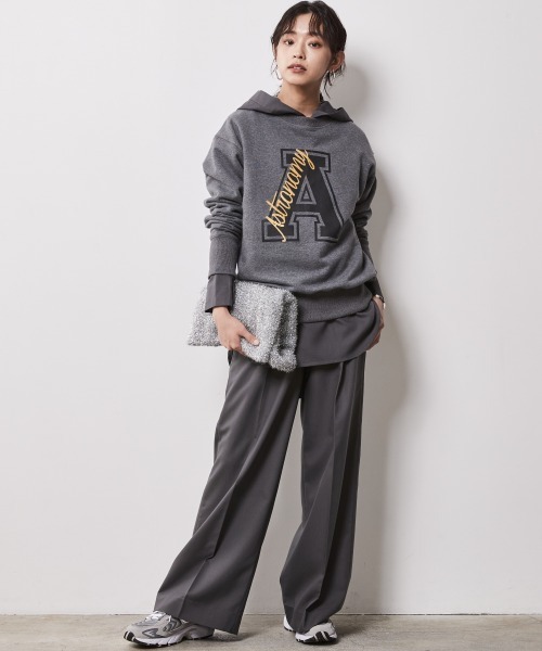 CHIC STYLE（シックスタイル）の「＜大きいサイズ＞センタープレスワイドパンツ シックスタイル（スラックス・レディース・チャコールグレー/ベージュ系/ブルー・LL/4L/3L/L/5L）」の14枚目の写真