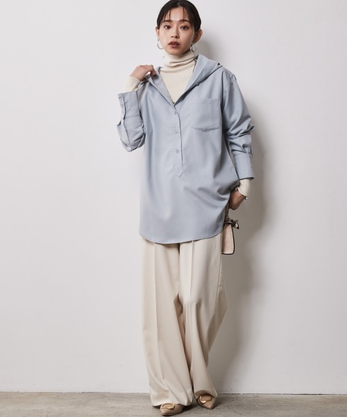 CHIC STYLE（シックスタイル）の「＜大きいサイズ＞センタープレスワイドパンツ シックスタイル（スラックス・レディース・チャコールグレー/ベージュ系/ブルー・LL/4L/3L/L/5L）」の16枚目の写真