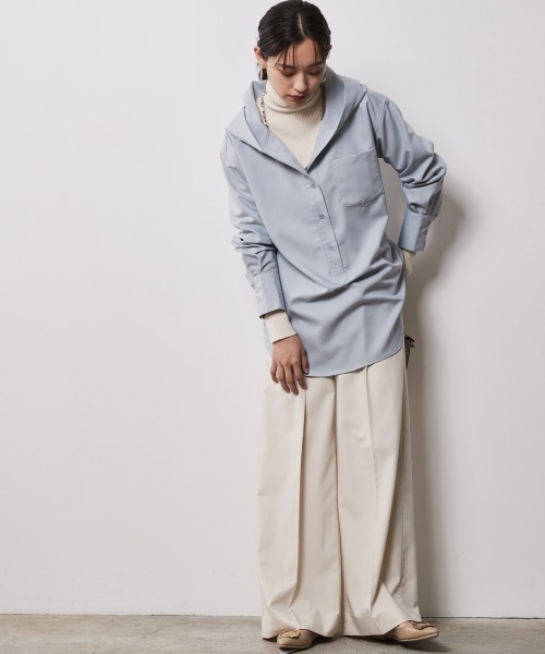 CHIC STYLE（シックスタイル）の「＜大きいサイズ＞センタープレスワイドパンツ シックスタイル（スラックス・レディース・チャコールグレー/ベージュ系/ブルー・LL/4L/3L/L/5L）」の17枚目の写真