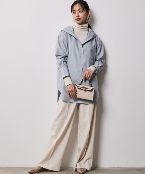 CHIC STYLE（シックスタイル）の「＜大きいサイズ＞センタープレスワイドパンツ シックスタイル（スラックス・レディース・チャコールグレー/ベージュ系/ブルー・LL/4L/3L/L/5L）」の18枚目の写真