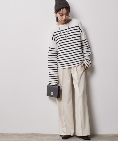 CHIC STYLE（シックスタイル）の「＜大きいサイズ＞センタープレスワイドパンツ シックスタイル（スラックス・レディース・チャコールグレー/ベージュ系/ブルー・LL/4L/3L/L/5L）」の21枚目の写真