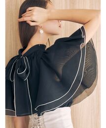 MERCURYDUO | 2WAY配色メローラッフルリボンブラウス(シャツ/ブラウス)