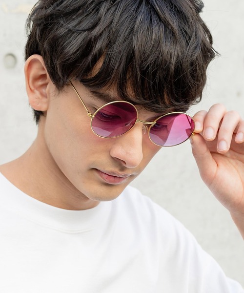 Rocky Monroe(ロッキーモンロー)の「カラーレンズ ラウンド型UVカットサングラス(サングラス・メンズ・ピンク/ブルー/イエロー/グリーン/パープル/ライトグリーン・FREE)」の4枚目の写真