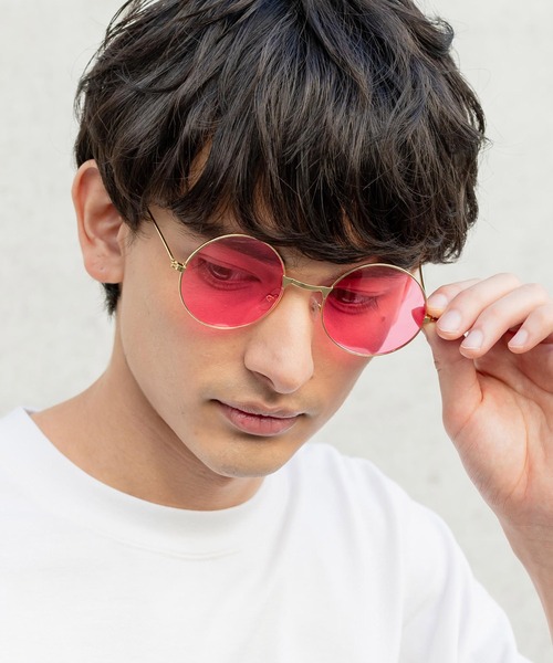 Rocky Monroe(ロッキーモンロー)の「カラーレンズ ラウンド型UVカットサングラス(サングラス・メンズ・ピンク/ブルー/イエロー/グリーン/パープル/ライトグリーン・FREE)」の6枚目の写真