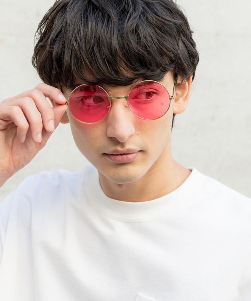 Rocky Monroe(ロッキーモンロー)の「カラーレンズ ラウンド型UVカットサングラス(サングラス・メンズ・ピンク/ブルー/イエロー/グリーン/パープル/ライトグリーン・FREE)」の12枚目の写真