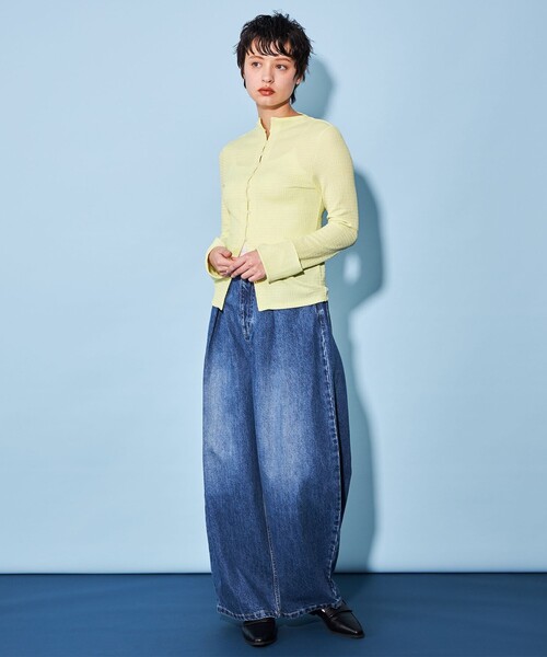 CITEN(シテン)の「<CITEN>ボタンフロント コンパクトトップス(Tシャツ/カットソー・レディース・ブラック/イエロー/ホワイト・FREE)」の4枚目の写真