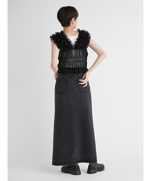 emmi(エミ)の「【emmi atelier】フロントスリットデニムスカート(スカート・レディース・ブラック/ライトブルー・0/1)」の20枚目の写真