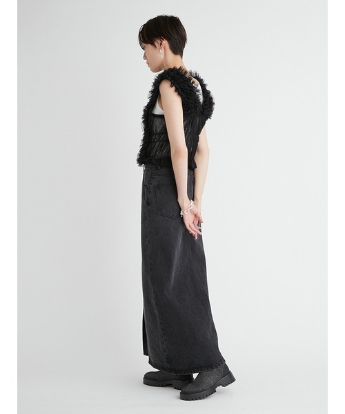 emmi(エミ)の「【emmi atelier】フロントスリットデニムスカート(スカート・レディース・ブラック/ライトブルー・0/1)」の21枚目の写真