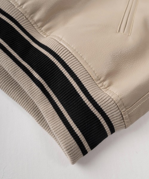 VISION STREET WEAR(ヴィジョンストリートウェア)の「【VISION STREET WEAR/ヴィジョンストリートウェア】SKATEBOARDワッペンデザイン リブライン フェイクレザーブルゾン/ PUレザージャケット/ビッグシルエット(ブルゾン・メンズ・ブラック/ナチュラル/オリーブ・L/XL/M)」の10枚目の写真