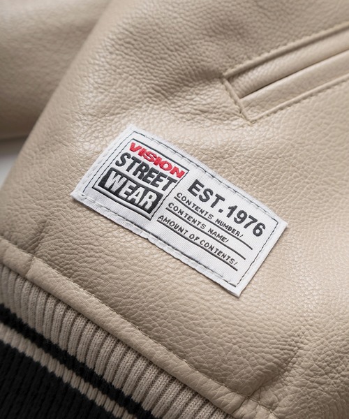 VISION STREET WEAR(ヴィジョンストリートウェア)の「【VISION STREET WEAR/ヴィジョンストリートウェア】SKATEBOARDワッペンデザイン リブライン フェイクレザーブルゾン/ PUレザージャケット/ビッグシルエット(ブルゾン・メンズ・ブラック/ナチュラル/オリーブ・L/XL/M)」の14枚目の写真