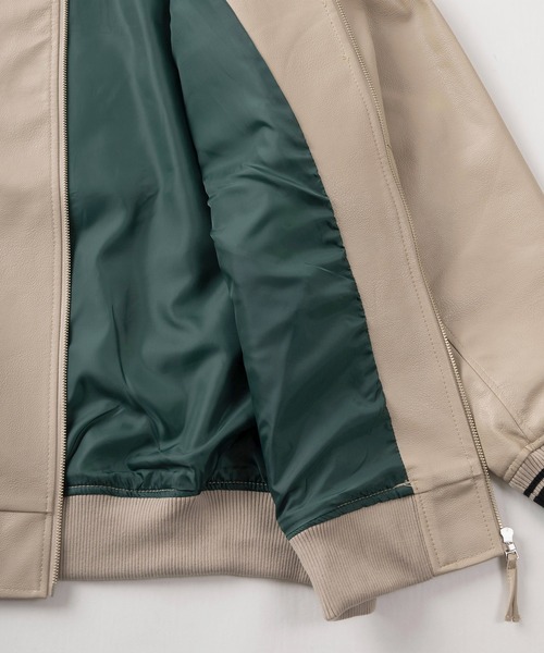 VISION STREET WEAR(ヴィジョンストリートウェア)の「【VISION STREET WEAR/ヴィジョンストリートウェア】SKATEBOARDワッペンデザイン リブライン フェイクレザーブルゾン/ PUレザージャケット/ビッグシルエット(ブルゾン・メンズ・ブラック/ナチュラル/オリーブ・L/XL/M)」の15枚目の写真