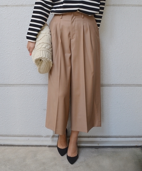 Khaju（カージュ）の「Khaju: タックガウチョ□（その他パンツ・レディース・キャメル/ブラック・27/26）」の8枚目の写真