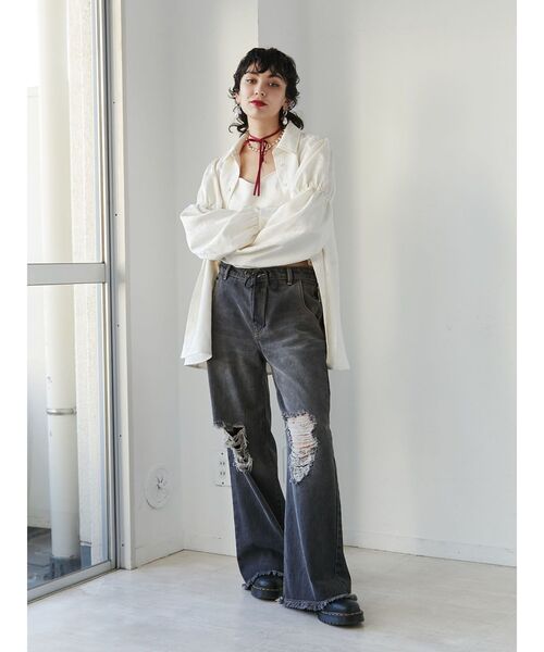 jouetie（ジュエティ）の「ビスチェレイヤードチュニックシャツ【セットアイテム】（シャツ/ブラウス・レディース・ブラック/アイボリー・MEDIUM）」の7枚目の写真