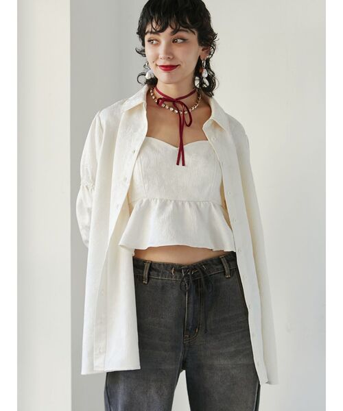 jouetie（ジュエティ）の「ビスチェレイヤードチュニックシャツ【セットアイテム】（シャツ/ブラウス・レディース・ブラック/アイボリー・MEDIUM）」の8枚目の写真