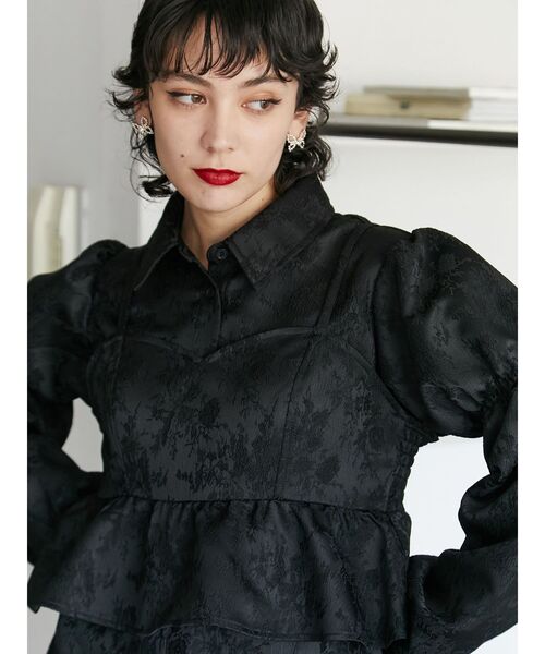 jouetie（ジュエティ）の「ビスチェレイヤードチュニックシャツ【セットアイテム】（シャツ/ブラウス・レディース・ブラック/アイボリー・MEDIUM）」の19枚目の写真