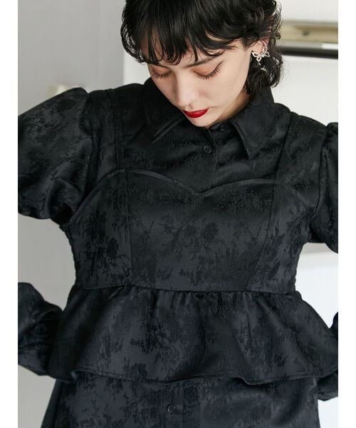 jouetie（ジュエティ）の「ビスチェレイヤードチュニックシャツ【セットアイテム】（シャツ/ブラウス・レディース・ブラック/アイボリー・MEDIUM）」の20枚目の写真