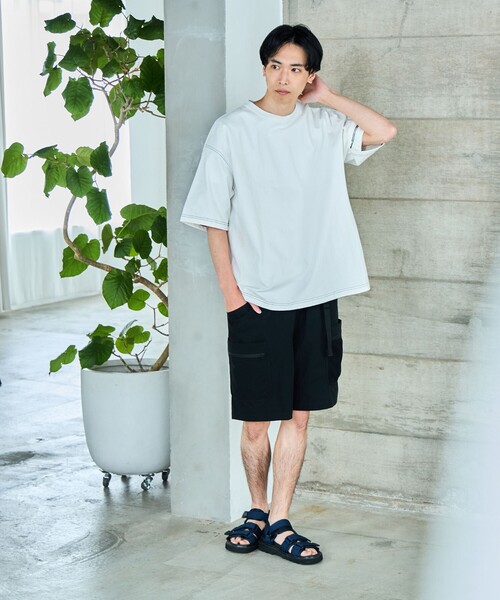 BEAMS HEART(ビームスハート)の「【ユニセックス】ステッチ 配色 オーバー Tシャツ(Tシャツ/カットソー・メンズ・ブラック/ホワイト・MEDIUM/SMALL/LARGE)」の6枚目の写真