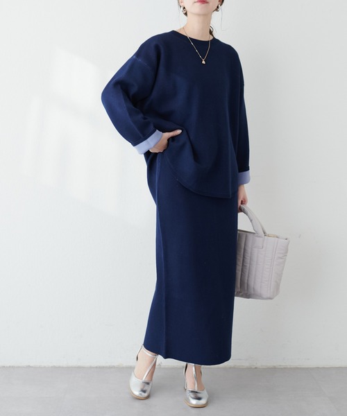 natural couture(ナチュラルクチュール)の「三重臼Iラインスカート(スカート・レディース・イエロー系その他/オフホワイト/ピンク/ベージュ/ネイビー・FREE)」の3枚目の写真