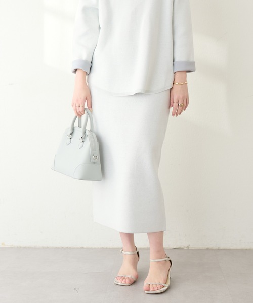 natural couture(ナチュラルクチュール)の「三重臼Iラインスカート(スカート・レディース・イエロー系その他/オフホワイト/ピンク/ベージュ/ネイビー・FREE)」の2枚目の写真