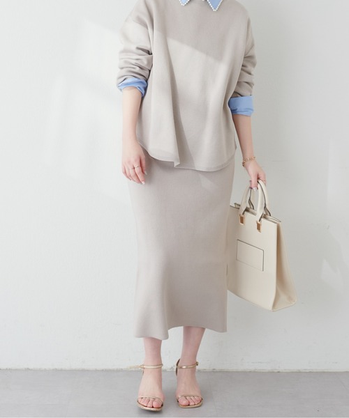 natural couture(ナチュラルクチュール)の「三重臼Iラインスカート(スカート・レディース・イエロー系その他/オフホワイト/ピンク/ベージュ/ネイビー・FREE)」の15枚目の写真