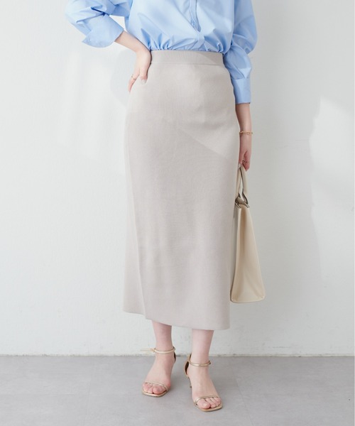 natural couture(ナチュラルクチュール)の「三重臼Iラインスカート(スカート・レディース・イエロー系その他/オフホワイト/ピンク/ベージュ/ネイビー・FREE)」の11枚目の写真