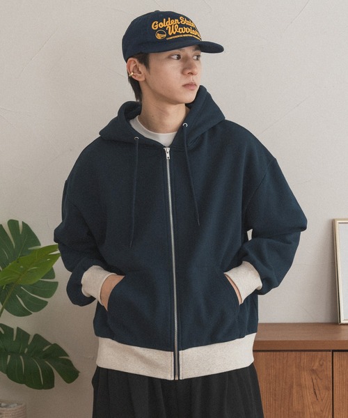 美品　45R GOATON-KUN フード付きパーカー ダークネイビー 美品 45R GOATON-KUN フード付きパーカー ダークネイビー