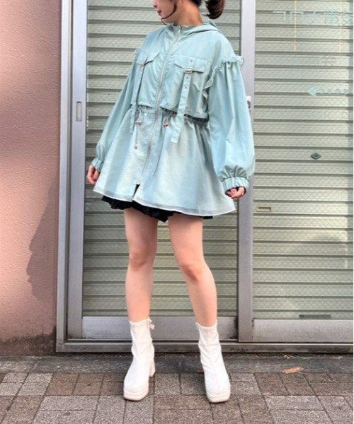 axes femme POETIQUE（アクシーズファムポエティック）の「ミリタリーフーディーブルゾン（ブルゾン・レディース・ミント/ブラック/キナリ・MEDIUM）」の3枚目の写真