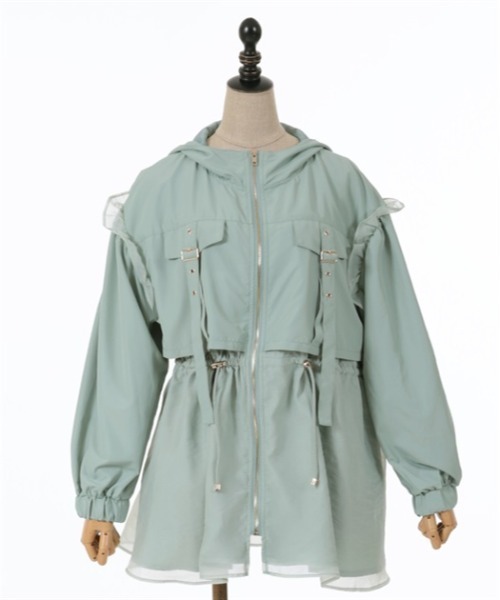 axes femme POETIQUE（アクシーズファムポエティック）の「ミリタリーフーディーブルゾン（ブルゾン・レディース・ミント/ブラック/キナリ・MEDIUM）」の7枚目の写真