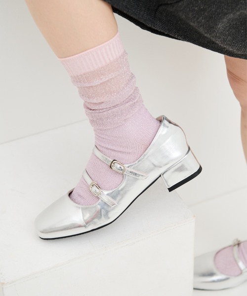 MERLOT（メルロー）の「ダブルストラップパンプス（パンプス・レディース・ブラック/シルバー・S/M/L）」の7枚目の写真