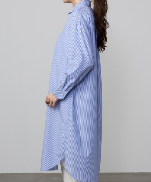NAVY（ネイビー）の「NAVY ストライプシャツワンピース（シャツ/ブラウス・レディース・ネイビー/グリーン/サックスブルー・M/L/S）」の5枚目の写真