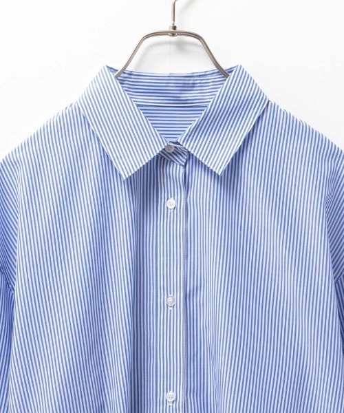 NAVY（ネイビー）の「NAVY ストライプシャツワンピース（シャツ/ブラウス・レディース・ネイビー/グリーン/サックスブルー・M/L/S）」の9枚目の写真