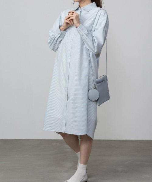 NAVY（ネイビー）の「NAVY ストライプシャツワンピース（シャツ/ブラウス・レディース・ネイビー/グリーン/サックスブルー・M/L/S）」の14枚目の写真