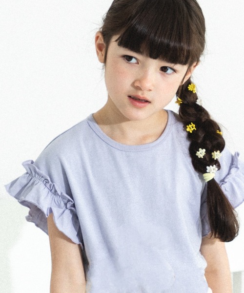 pairmanon（ペアマノン）の「選べるデザイン ガールズフリルトップス（Tシャツ/カットソー・キッズ・ブラック/パープル/ライトブルー/ホワイト/グリーン系その他/ブルー系その他/ブラック系その他/ホワイト系その他/パープル系その他/イエロー系その他/ピンク系その他/ライトピンク/ラベンダー/ブルー/ピンク/ブラック系その他2/ライトベージュ/ブルー系その他2/ピンク系その他2・90/100/150/110/120/80/130/140）」の14枚目の写真