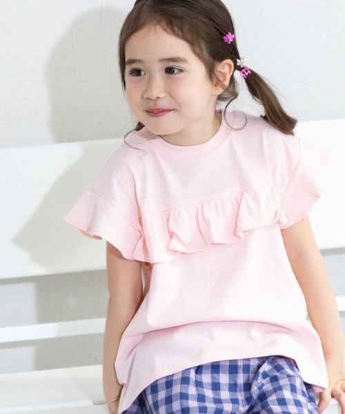 pairmanon（ペアマノン）の「選べるデザイン ガールズフリルトップス（Tシャツ/カットソー・キッズ・ブラック/パープル/ライトブルー/ホワイト/グリーン系その他/ブルー系その他/ブラック系その他/ホワイト系その他/パープル系その他/イエロー系その他/ピンク系その他/ライトピンク/ラベンダー/ブルー/ピンク/ブラック系その他2/ライトベージュ/ブルー系その他2/ピンク系その他2・90/100/150/110/120/80/130/140）」の17枚目の写真