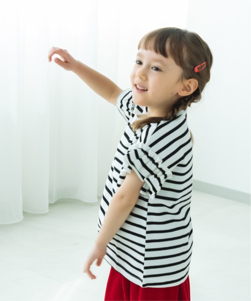 春にぴったり♪フリルボーダートップス お出かけデート女子会パーティー用 Tシャツ レディース 半袖 ボーダー フリル カットソー トップス
