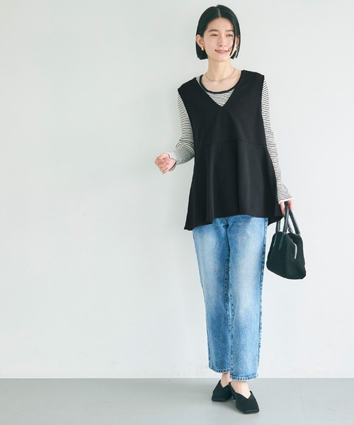 coca（coca）（コカ）の「Vネックジョーゼットペプラムベスト[セットアップ対応]（ベスト・レディース・ブラック/グレイッシュベージュ/ライトベージュ・L/M）」の11枚目の写真